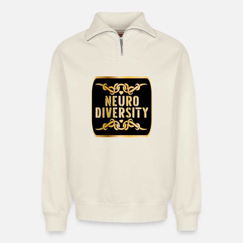 NEURODIVERSITY - Relaxed Unisex Organic Half Zip Sweatshirt – by SPREAD - off white