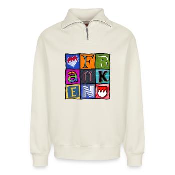 Franken - Pop-Art - cool - Relaxed Unisex Organic Half Zip Sweatshirt – von SPREAD - Naturweiß - Vorne