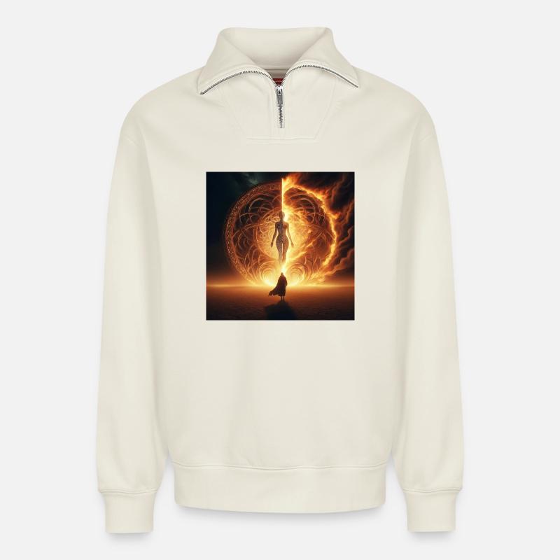 Stargate - Relaxed Unisex Organic Half Zip Sweatshirt – by SPREAD - off white