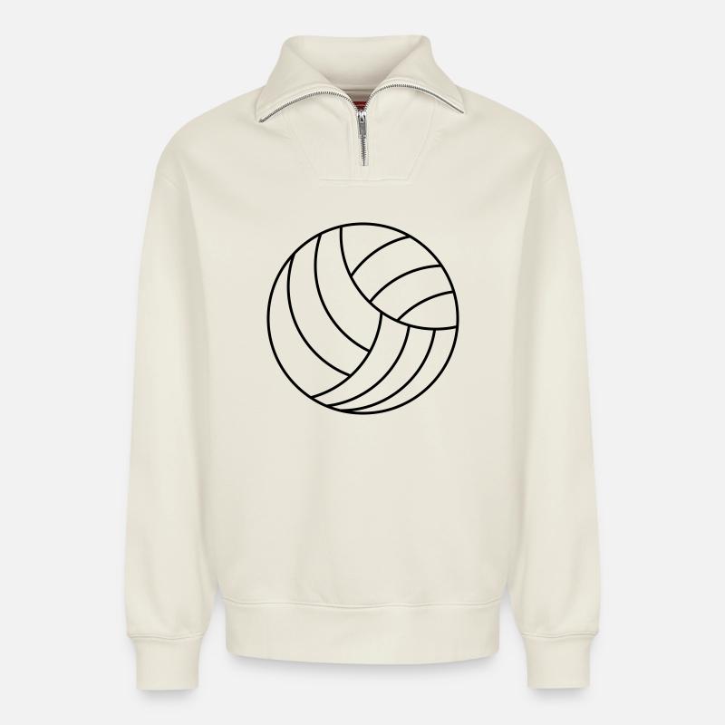 Volleyball - Relaxed Unisex Organic Half Zip Sweatshirt – by SPREAD - off white
