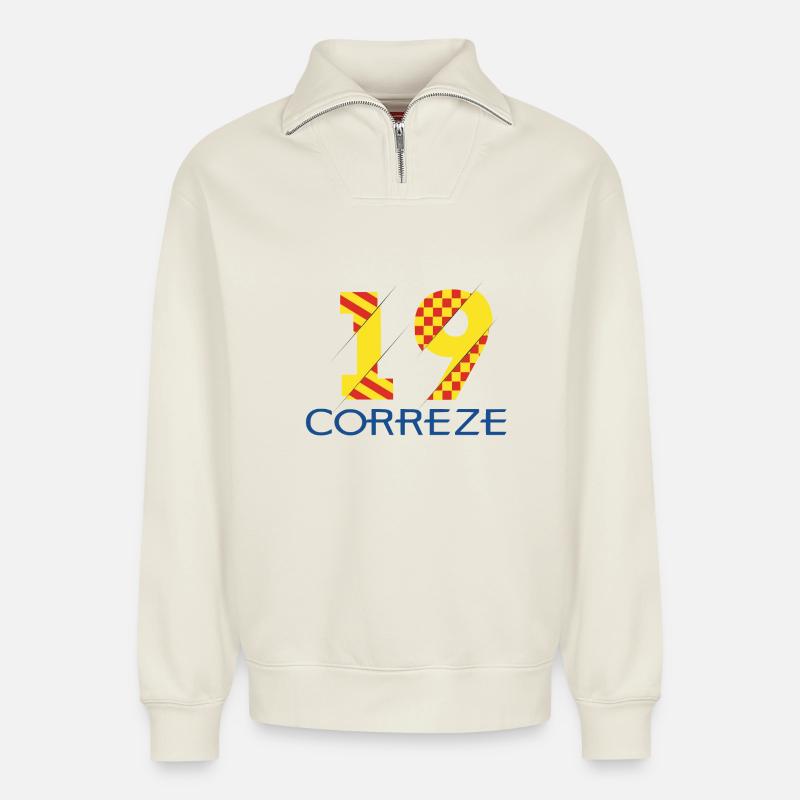 Corrèze - Relaxed Unisex Organic Half Zip Sweatshirt – von SPREAD - Naturweiß