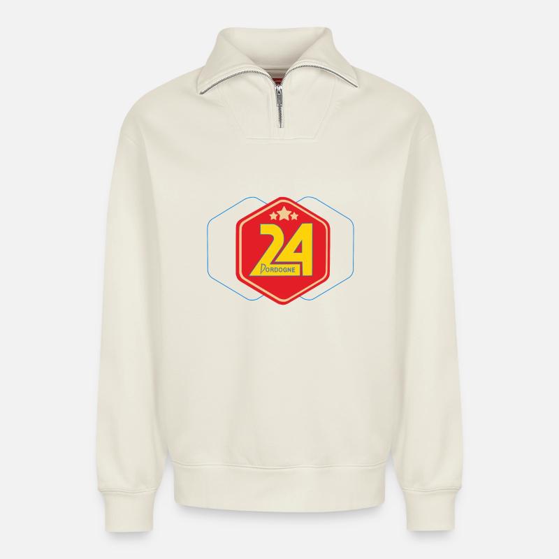 Dordogne - Relaxed Unisex Organic Half Zip Sweatshirt – von SPREAD - Naturweiß