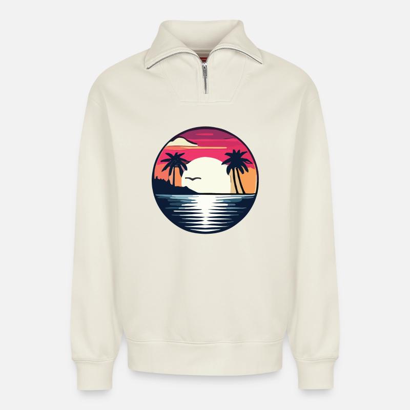 Summertime - Relaxed Unisex Organic Half Zip Sweatshirt – by SPREAD - off white