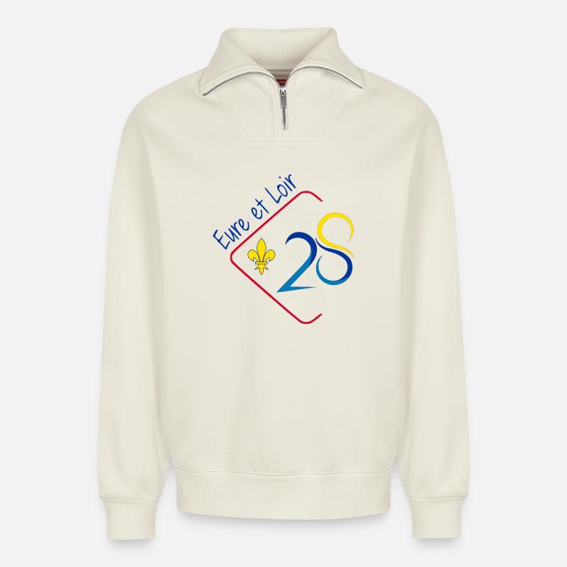 Eure et Loir - Relaxed Unisex Organic Half Zip Sweatshirt – von SPREAD - Naturweiß