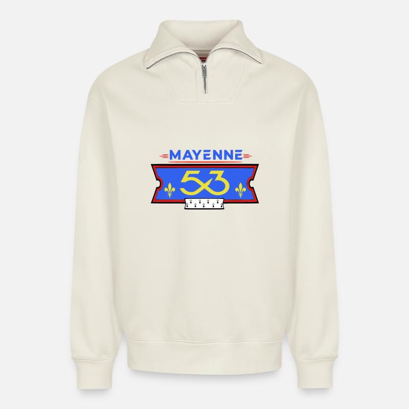 Mayenne - Relaxed Unisex Organic Half Zip Sweatshirt – by SPREAD - off white