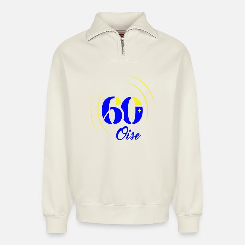 Oise - Sweat unisexe décontracté en coton biologique à demi-zip – de SPREAD - blanc cassé