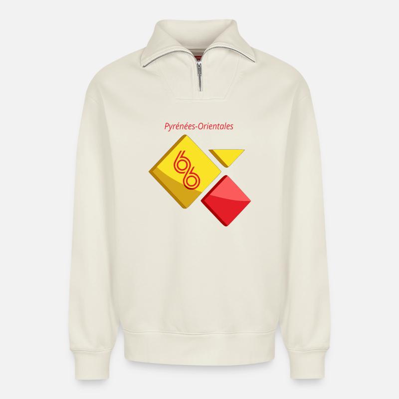 Östliche Pyrenäen - Relaxed Unisex Organic Half Zip Sweatshirt – von SPREAD - Naturweiß