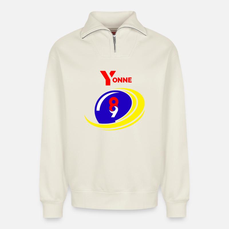 Yonne - Relaxed Unisex Organic Half Zip Sweatshirt – von SPREAD - Naturweiß