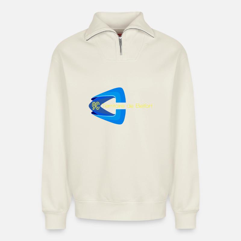 Territorium von Belfort - Relaxed Unisex Organic Half Zip Sweatshirt – von SPREAD - Naturweiß