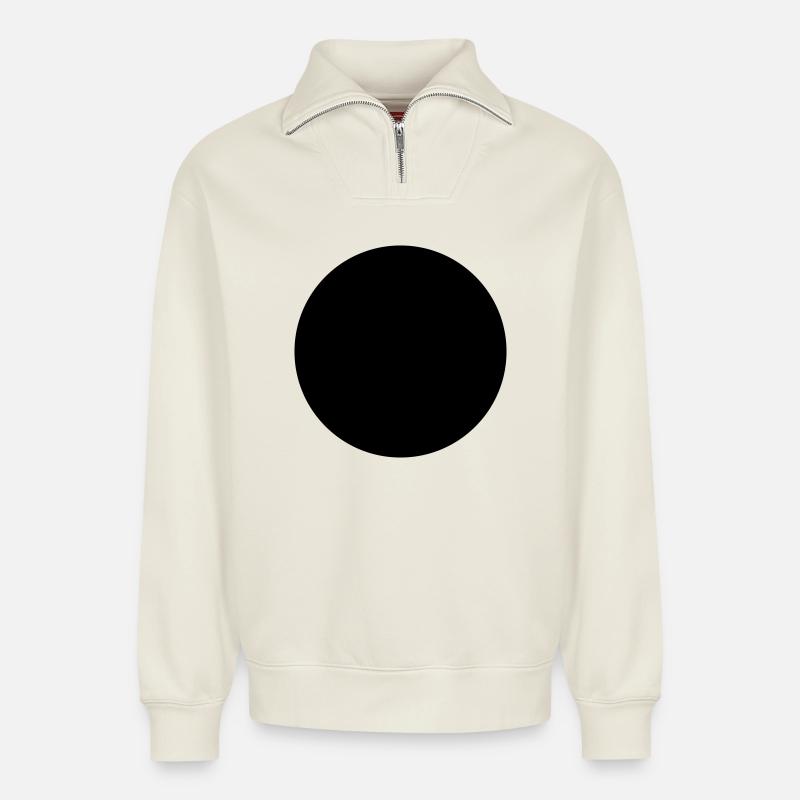 Punkt Kreisfläche - Relaxed Unisex Organic Half Zip Sweatshirt – von SPREAD - Naturweiß