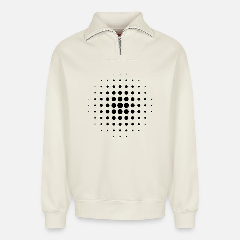 Grid - Relaxed Unisex Organic Half Zip Sweatshirt – by SPREAD - off white