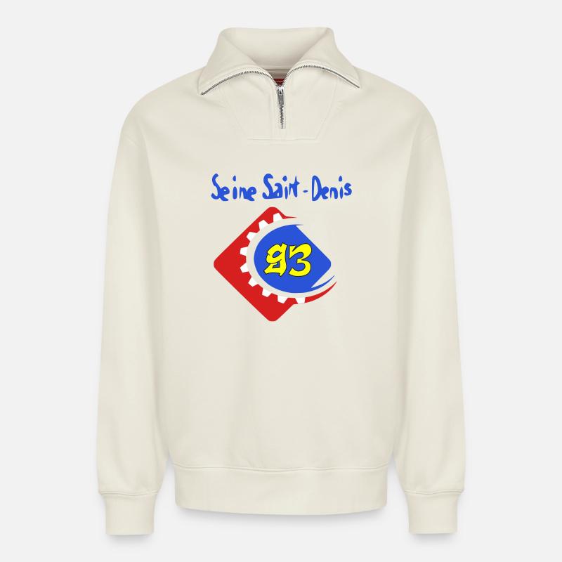 Seine Saint Denis - Relaxed Unisex Organic Half Zip Sweatshirt – von SPREAD - Naturweiß