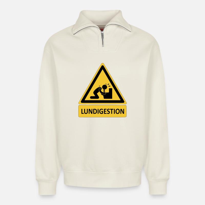 Mondaymanagement - Relaxed Unisex Organic Half Zip Sweatshirt – by SPREAD - off white