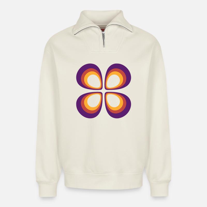 Positives Orbital 2 - Relaxed Unisex Organic Half Zip Sweatshirt – von SPREAD - Naturweiß