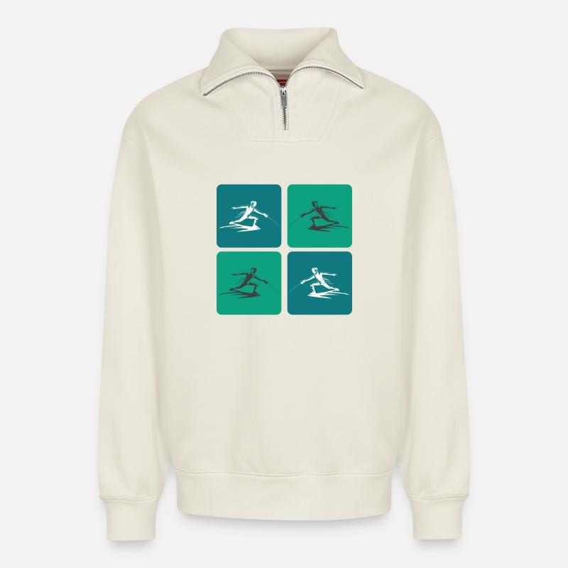 Fechten - Relaxed Unisex Organic Half Zip Sweatshirt – von SPREAD - Naturweiß