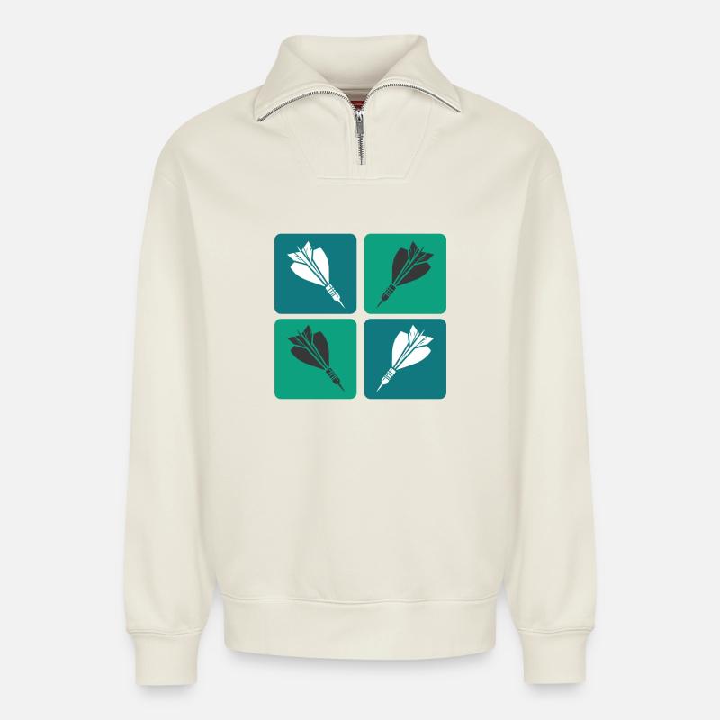 Dart Design - Relaxed Unisex Organic Half Zip Sweatshirt – by SPREAD - off white