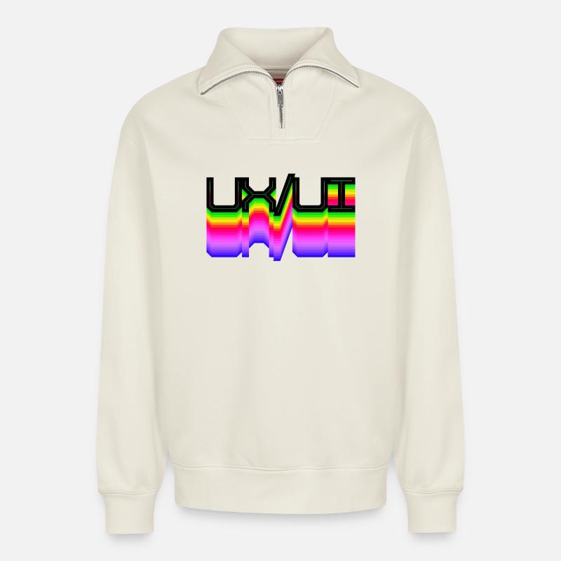 Code Developer Skripting Dev Computerfreak Geek - Relaxed Unisex Organic Half Zip Sweatshirt – von SPREAD - Naturweiß