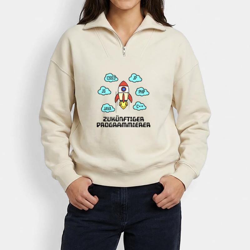 Css Code Developer C++ Java Php Programmer Relaxed Unisex Organic Half Zip Sweatshirt – by SPREAD