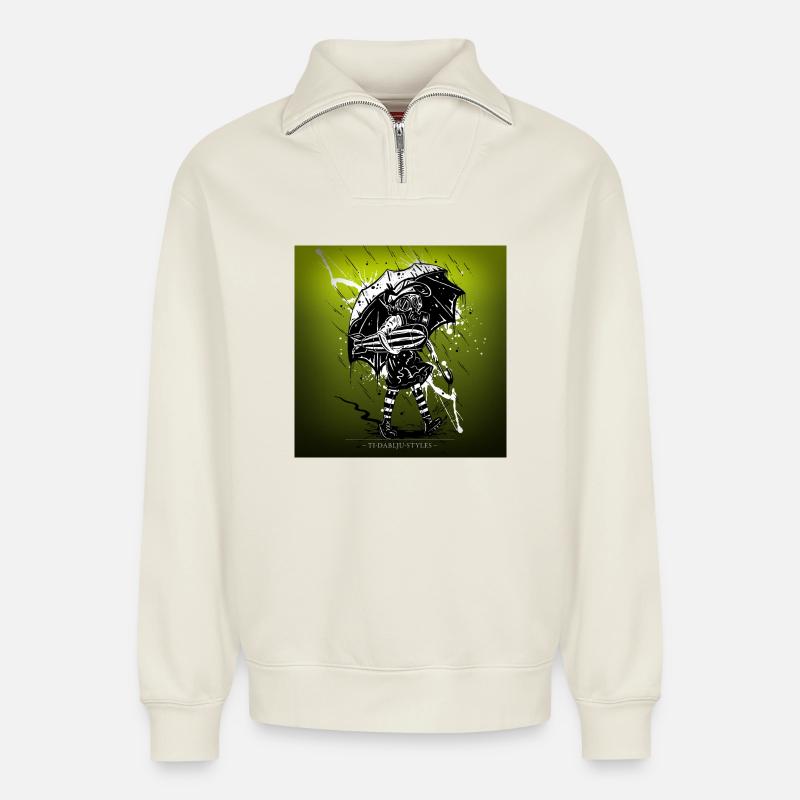school's out for war - Relaxed Unisex Organic Half Zip Sweatshirt – von SPREAD - Naturweiß