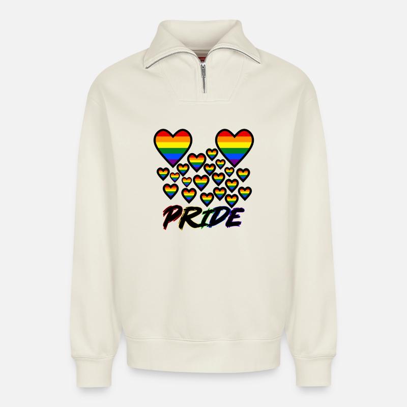 PRIDE - Relaxed Unisex Organic Half Zip Sweatshirt – von SPREAD - Naturweiß
