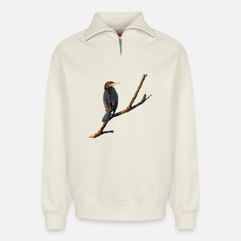 Kormoran - Relaxed Unisex Organic Half Zip Sweatshirt – von SPREAD - Naturweiß