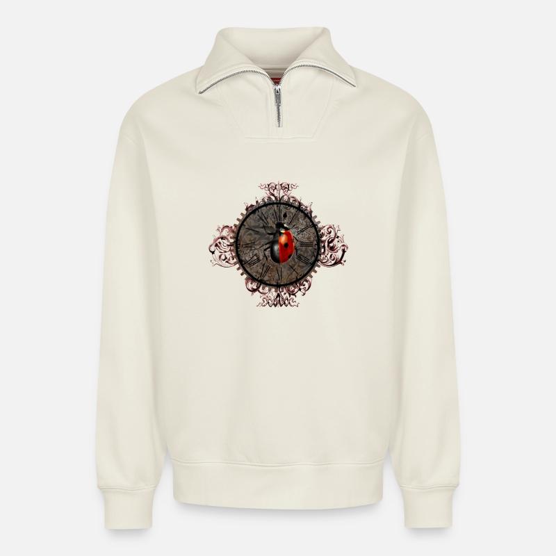 Luck-Misfortune - Relaxed Unisex Organic Half Zip Sweatshirt – by SPREAD - off white