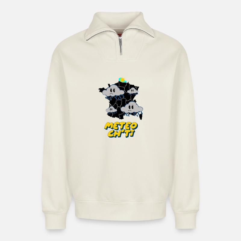 Ch'ti Wetter - Relaxed Unisex Organic Half Zip Sweatshirt – von SPREAD - Naturweiß
