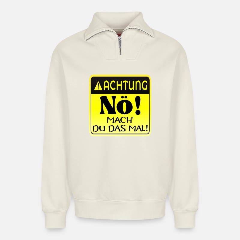 VERANTWORTUNG - Relaxed Unisex Organic Half Zip Sweatshirt – von SPREAD - Naturweiß