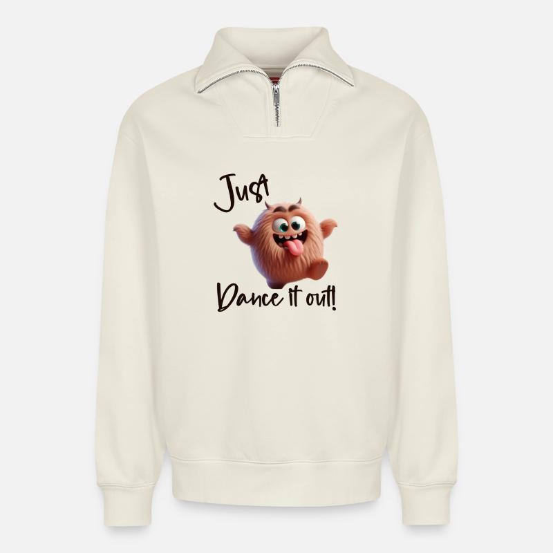 Tanzen Sie es einfach aus! - Relaxed Unisex Organic Half Zip Sweatshirt – von SPREAD - Naturweiß