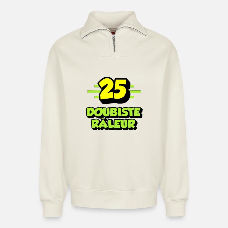 Complaining dubist - Relaxed Unisex Organic Half Zip Sweatshirt – by SPREAD - off white
