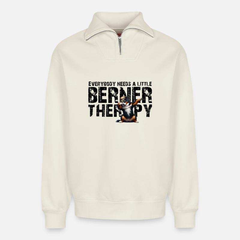 Berner Sennenhund - Relaxed Unisex Organic Half Zip Sweatshirt – von SPREAD - Naturweiß
