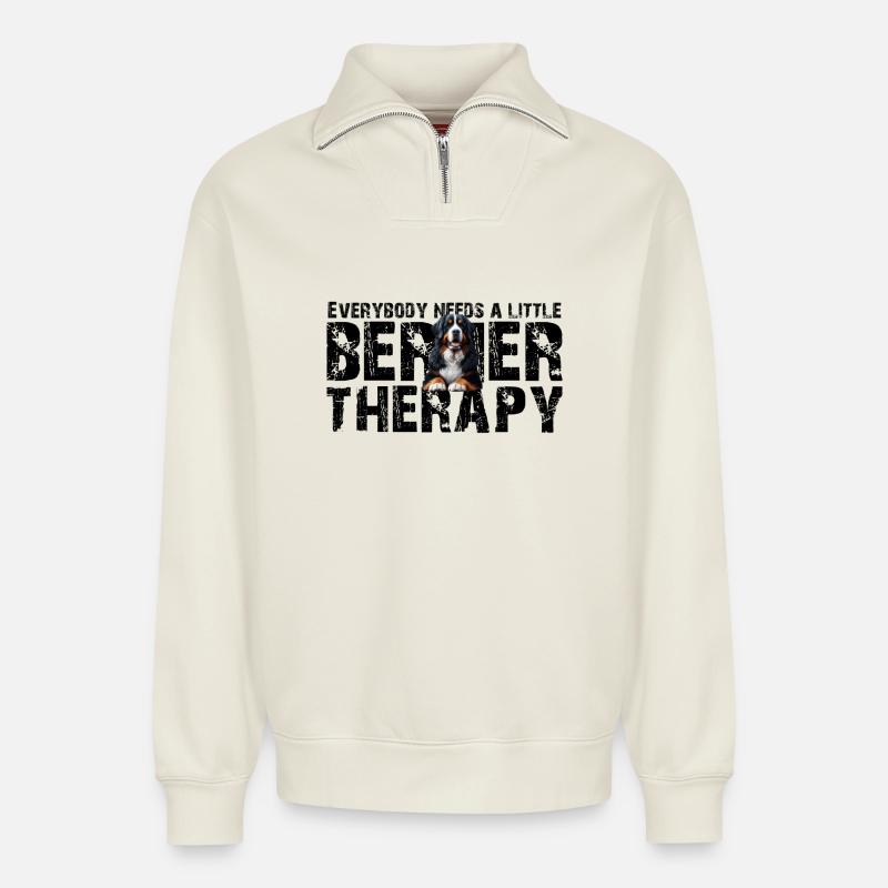 Berner Sennenhund - Relaxed Unisex Organic Half Zip Sweatshirt – von SPREAD - Naturweiß