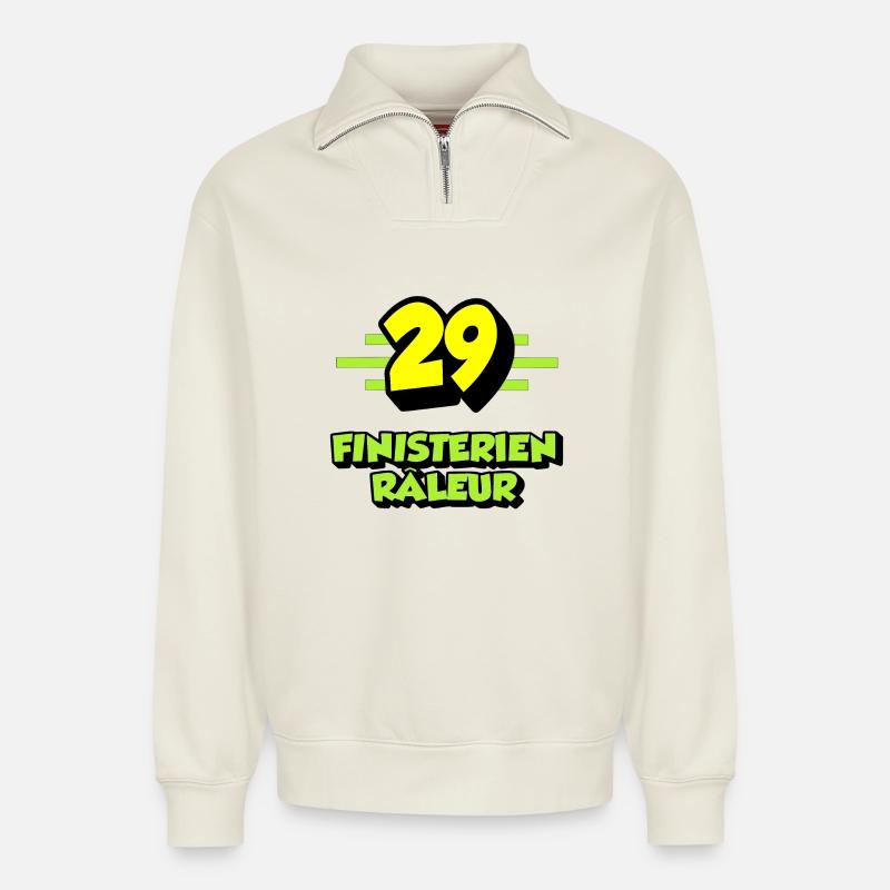 Beschwerde aus Finistère - Relaxed Unisex Organic Half Zip Sweatshirt – von SPREAD - Naturweiß