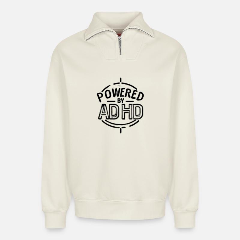 ADHS - Relaxed Unisex Organic Half Zip Sweatshirt – von SPREAD - Naturweiß
