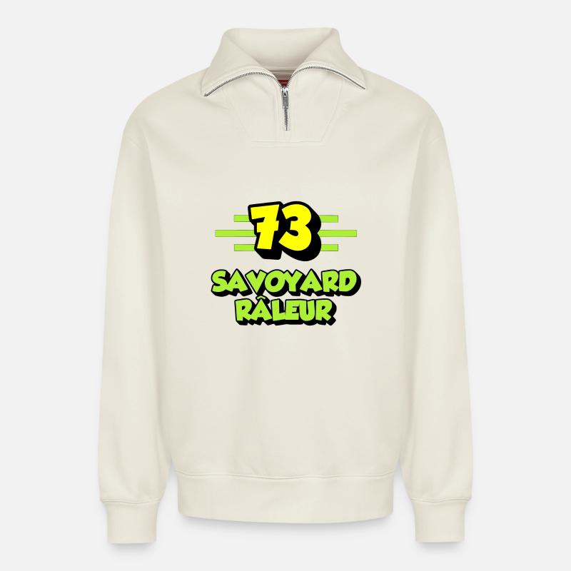 Klagender Savoyer - Relaxed Unisex Organic Half Zip Sweatshirt – von SPREAD - Naturweiß