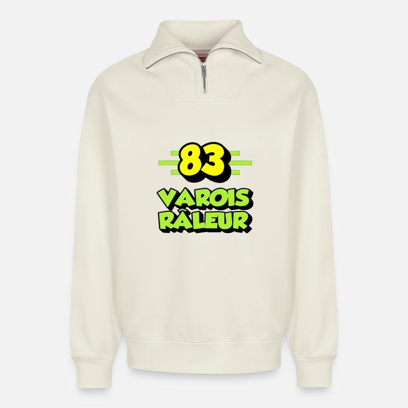 Complaining Var - Relaxed Unisex Organic Half Zip Sweatshirt – by SPREAD - off white