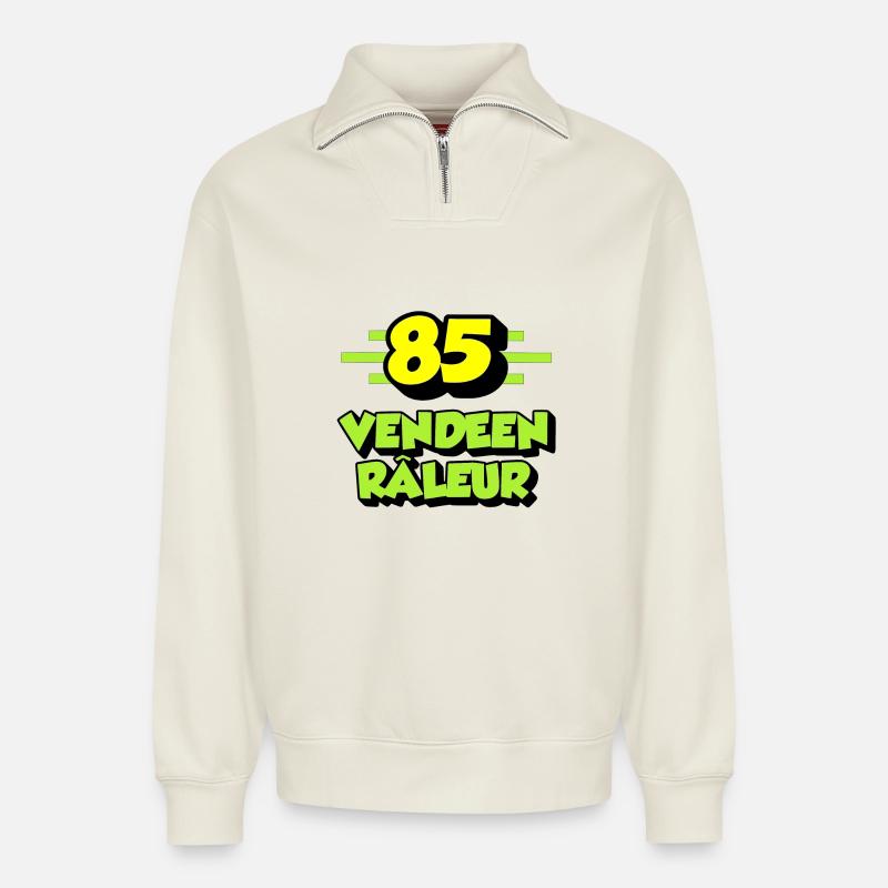 Complaining from the Vendée - Relaxed Unisex Organic Half Zip Sweatshirt – by SPREAD - off white