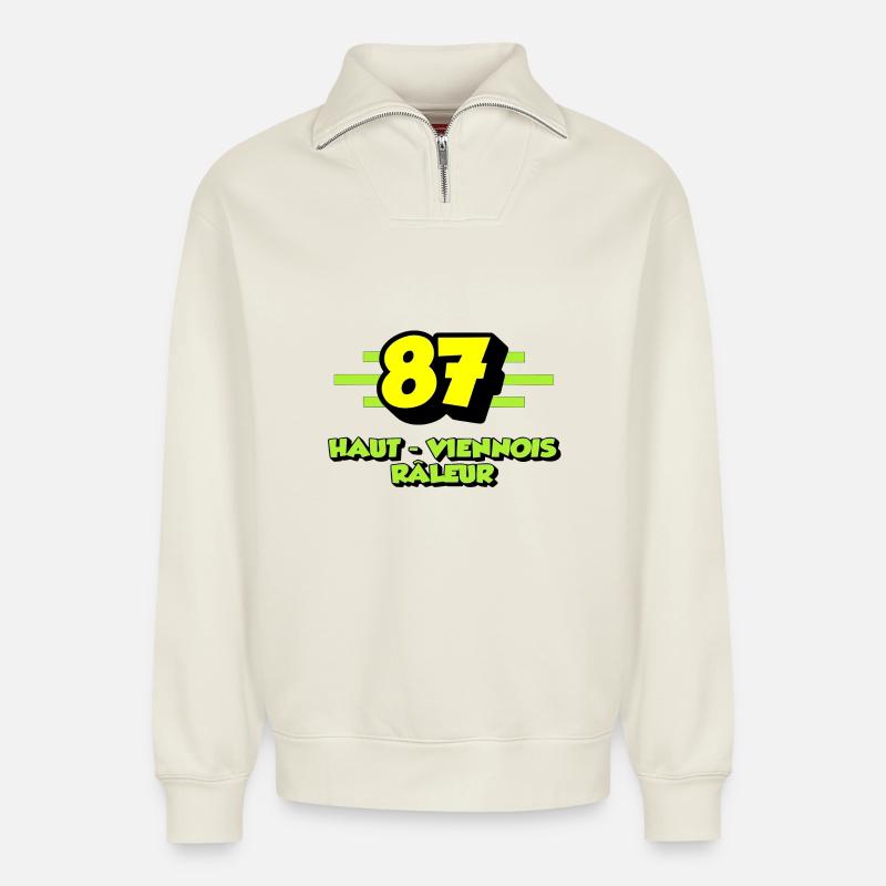 Beschwerde aus Oberwien - Relaxed Unisex Organic Half Zip Sweatshirt – von SPREAD - Naturweiß