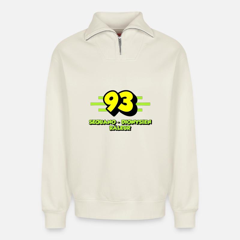Complaining Dionysian Sequano - Relaxed Unisex Organic Half Zip Sweatshirt – by SPREAD - off white