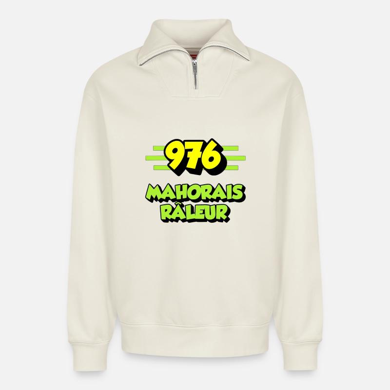 Klagen Mayotte - Relaxed Unisex Organic Half Zip Sweatshirt – von SPREAD - Naturweiß