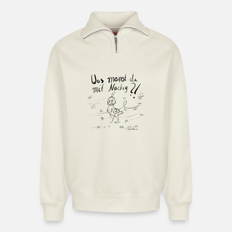 Ein Mausender Vogel im Herbstwind - Relaxed Unisex Organic Half Zip Sweatshirt – von SPREAD - Naturweiß
