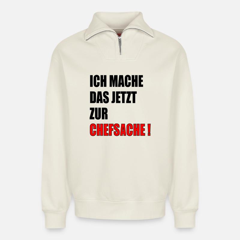 CHEFSACHE VERANTWORTUNG - Relaxed Unisex Organic Half Zip Sweatshirt – von SPREAD - Naturweiß