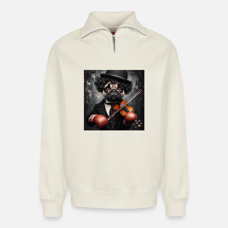 Sad Clown - Relaxed Unisex Organic Half Zip Sweatshirt – by SPREAD - off white