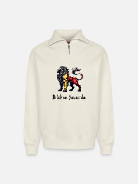 Maasmechelen lion flag design - Relaxed Unisex Organic Half Zip Sweatshirt – by SPREAD - off white