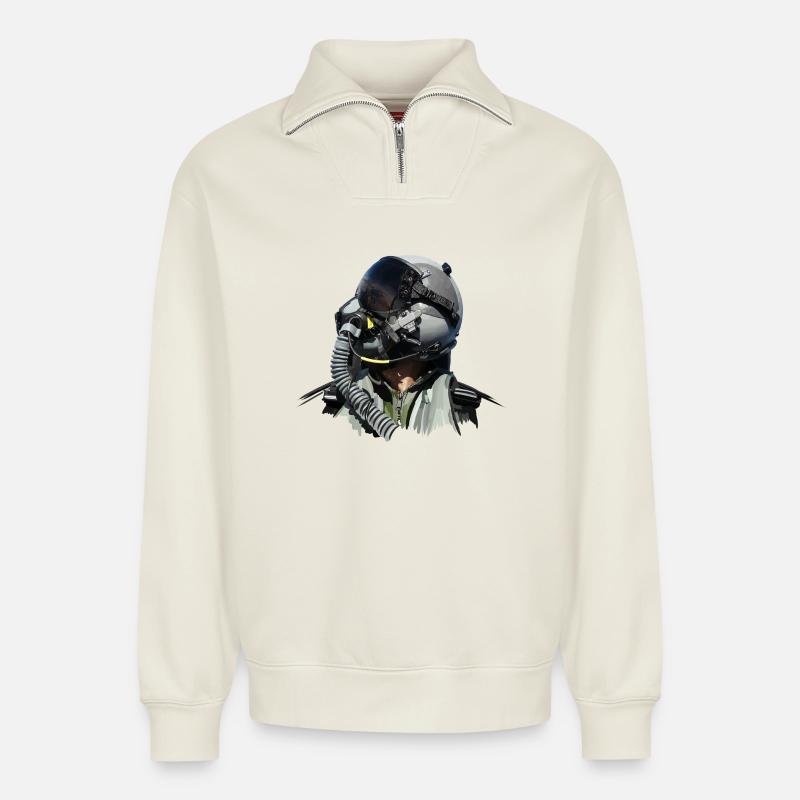 Jet Pilot - Relaxed Unisex Organic Half Zip Sweatshirt – von SPREAD - Naturweiß