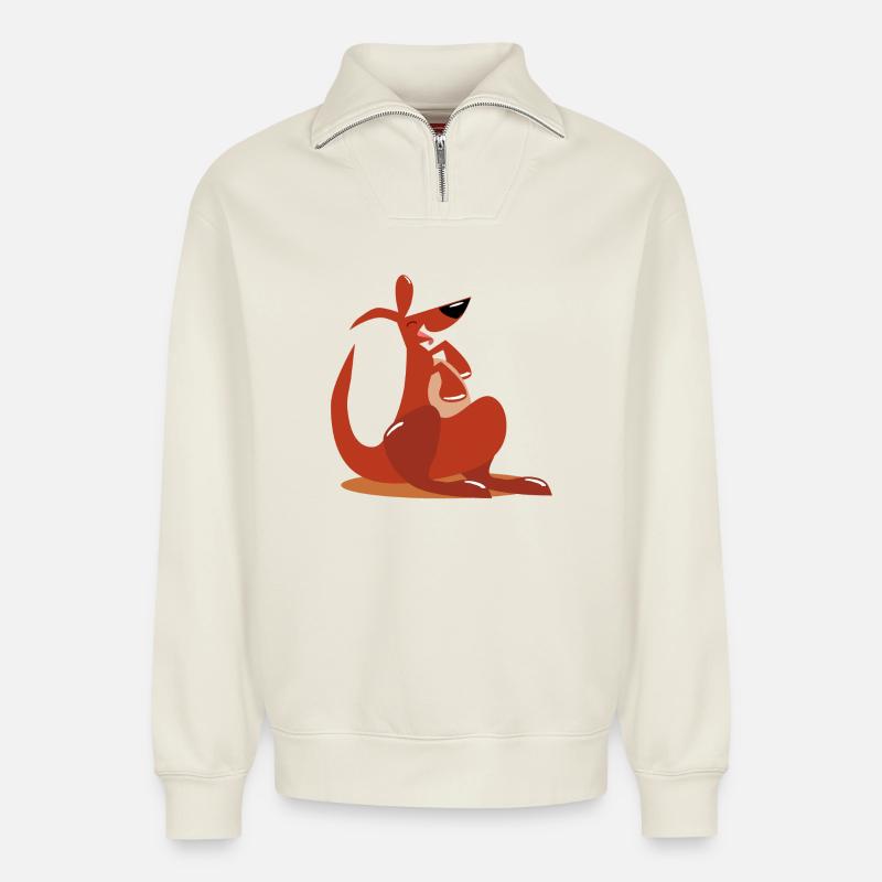 Kängurus Australien - Relaxed Unisex Organic Half Zip Sweatshirt – von SPREAD - Naturweiß