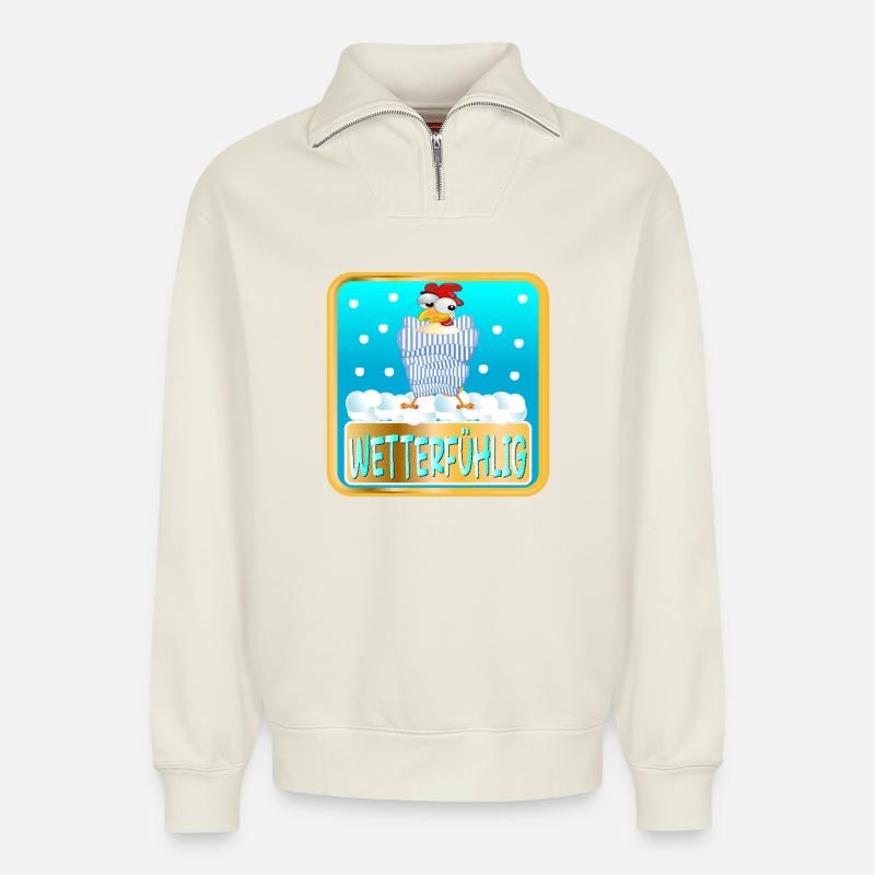 WETTERFÜHLIGKEIT - Relaxed Unisex Organic Half Zip Sweatshirt – von SPREAD - Naturweiß