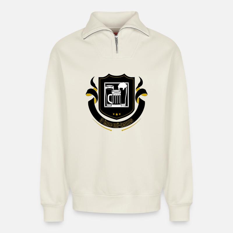 3. Halbzeit - Relaxed Unisex Organic Half Zip Sweatshirt – von SPREAD - Naturweiß