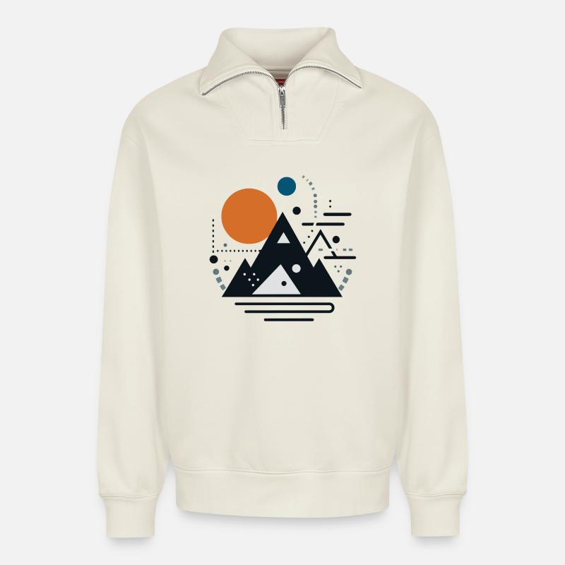 Mountains - Relaxed Unisex Organic Half Zip Sweatshirt – by SPREAD - off white