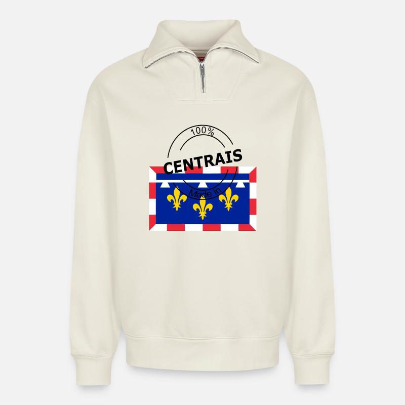 Zentris - Relaxed Unisex Organic Half Zip Sweatshirt – von SPREAD - Naturweiß